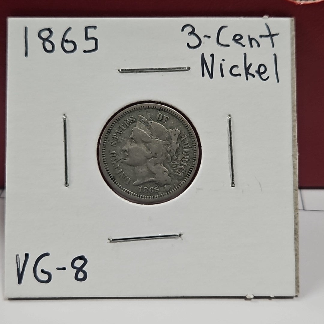 1865 3-Cent Piece Nickel Three Cent Very Good B1052