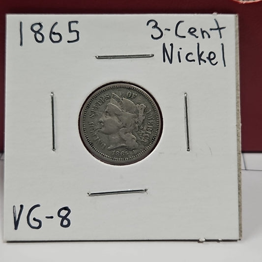 1865 3-Cent Piece Nickel Three Cent Very Good B1052