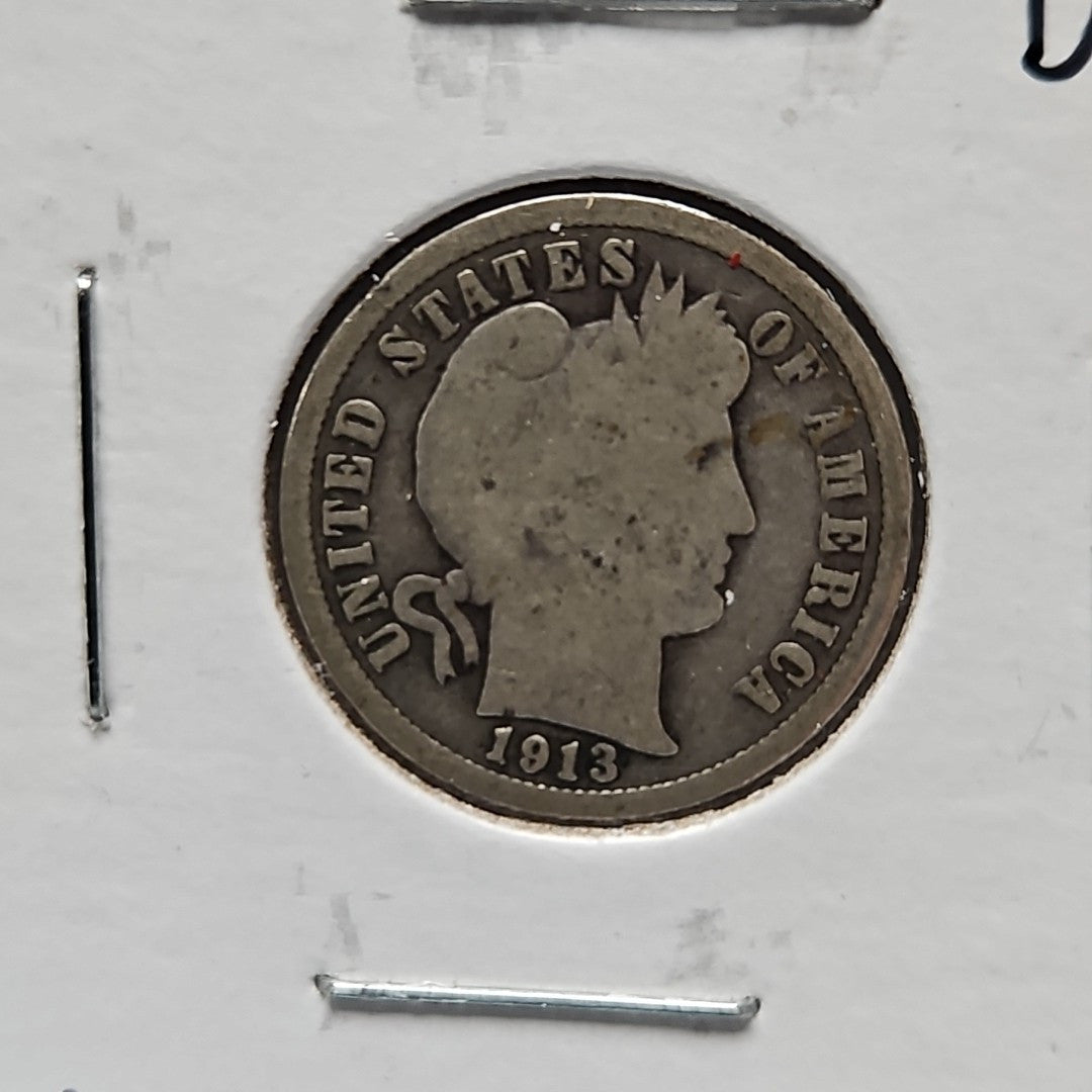 1913 Barber Dime Good B1034