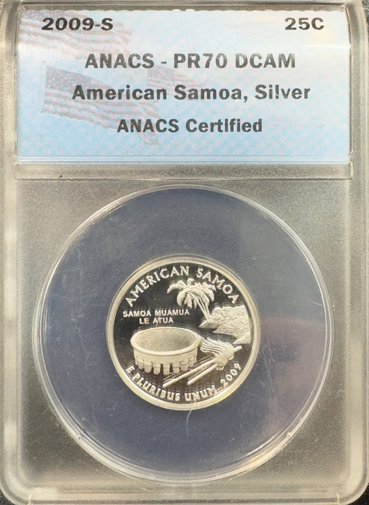 2009 S American Samoa Silver Quarter - ANACS PF70 ( 40348 )
