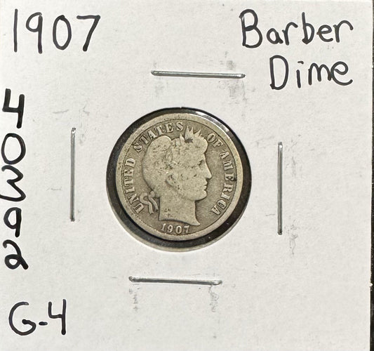 1907 Barber Dime - Good ( 40392 )