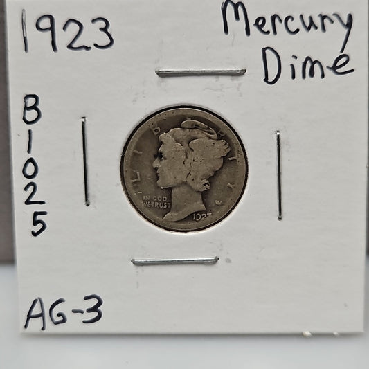 1923 Mercury Dime Almost Good B1025