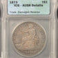 1873 Trade Dollar Reverse Counterstamp A- ICG AU58 Details ( 40447 )