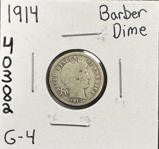 1914 Barber Dime - Good ( 40382 )