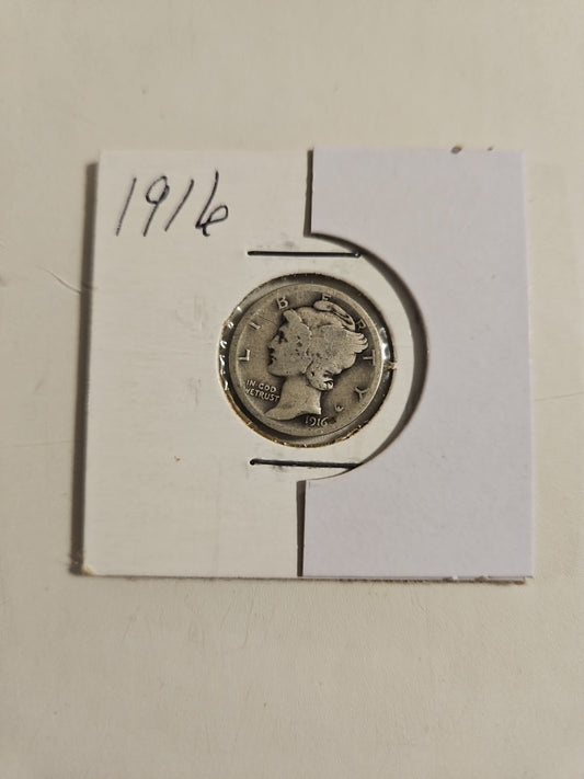1916 10C Mercury Dime B1001