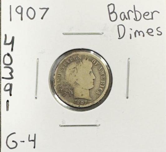 1907 Barber Dime - Good ( 40391 )