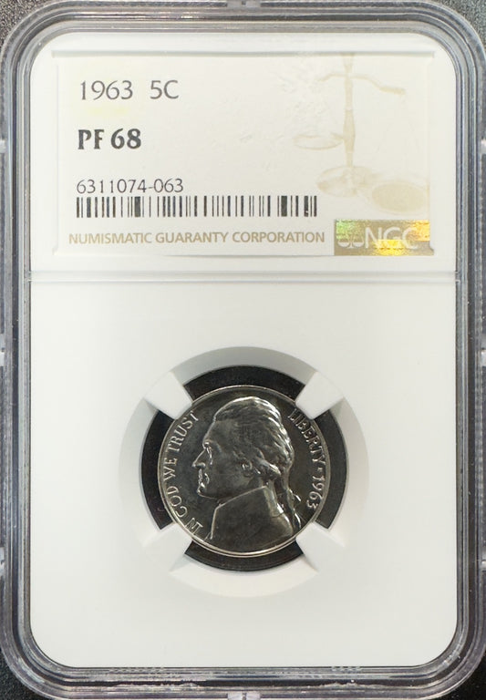 1963 Jefferson Nickel - NGC PF68 ( 40343 )