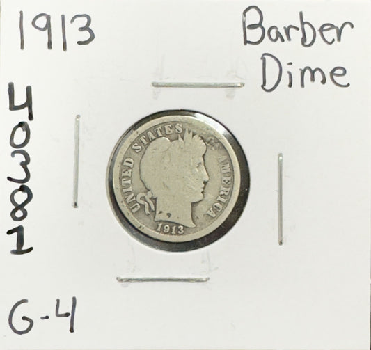 1913 Barber Dime - Good ( 40381 )