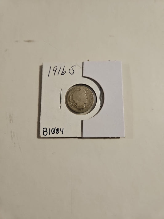 1916 10C Barber Dime B1004