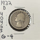1932 D Washington Quarter - Good ( 40465 ) 