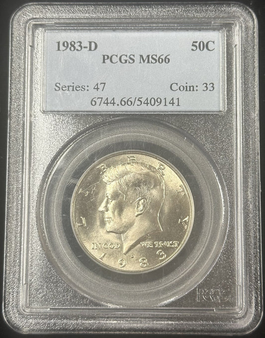 1983 D Kennedy Half Dollar PCGS MS66 - 40280