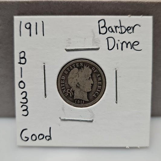 1911 Barber Dime Good B1033