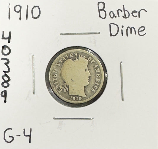 1910 Barber Dime - Good ( 40389 )