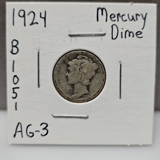 1924 Mercury Dime Almost Good B1051