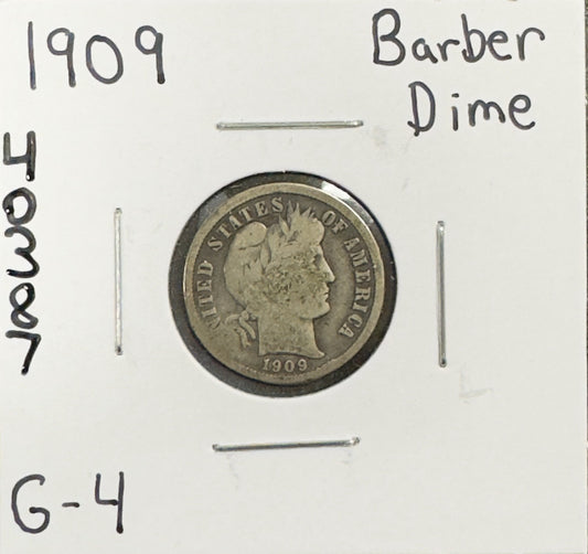 1909 Barber Dime - Good ( 40387 )