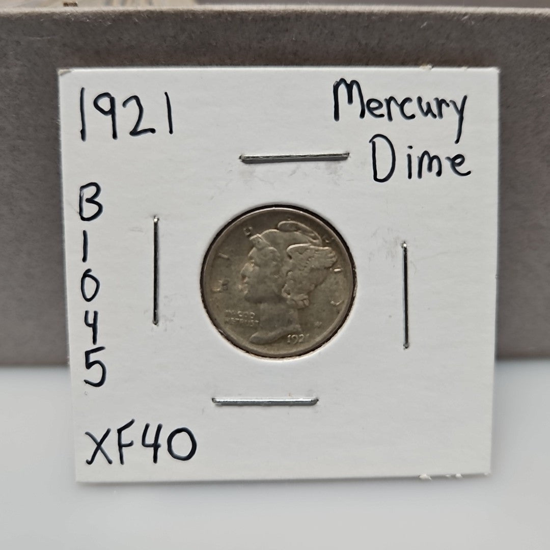 1921 Mercury Dime KEY DATE Extra Fine B1045