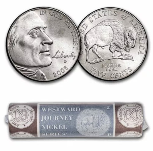 Buffalo Nickel Roll 2005 Uncirculated Philadelphia Mint Lot Of 40 5c Coins Roll