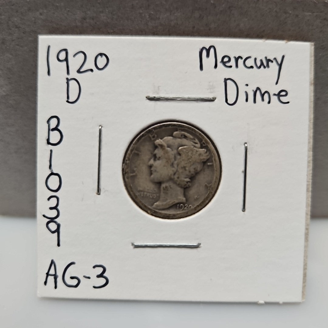 1920-D Mercury Dime Almost Good B1039