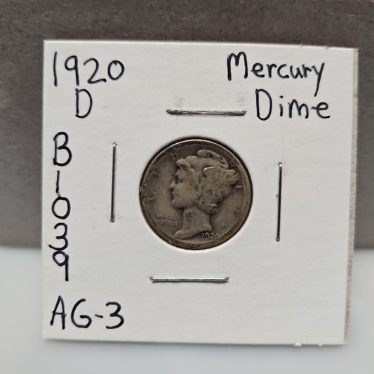 1920-D Mercury Dime Almost Good B1039