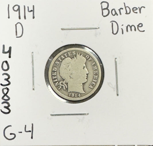 1914 D Barber Dime - Good ( 40383 )