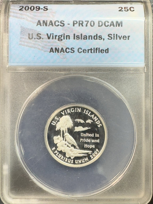 2009 S U.S Virgin Islands Silver Quarter - ANACS PR70 DCAM ( 40346 )