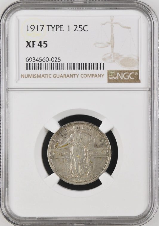 1917 Type 1 Standing Liberty Quarter - NGC XF 45 ( 40472 )