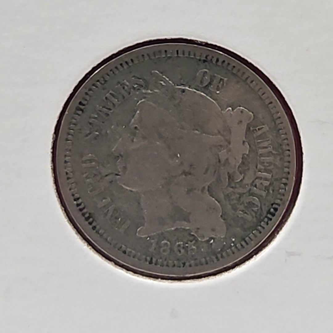 1865 3-Cent Piece Nickel Three Cent Very Good B1052