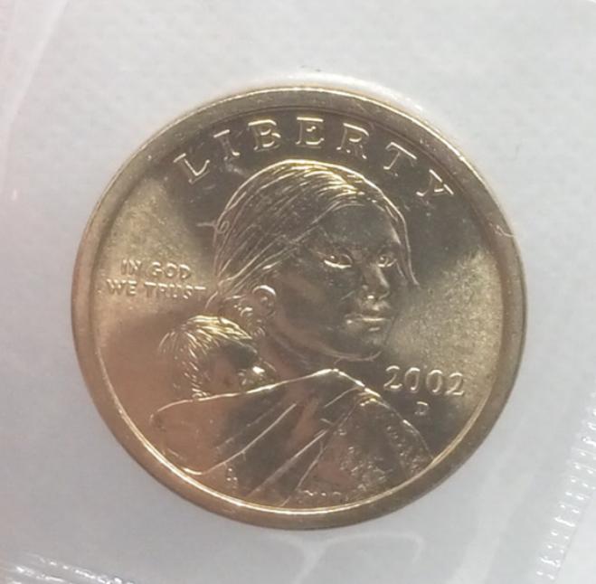 2002 D Sacagawea Dollar From UNC Mint Set In Cello #W1002