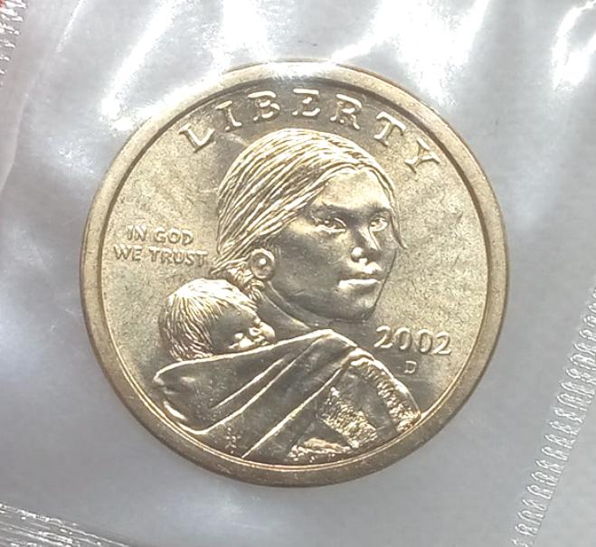 2002 D Sacagawea Dollar From UNC Mint Set In Cello #W1002