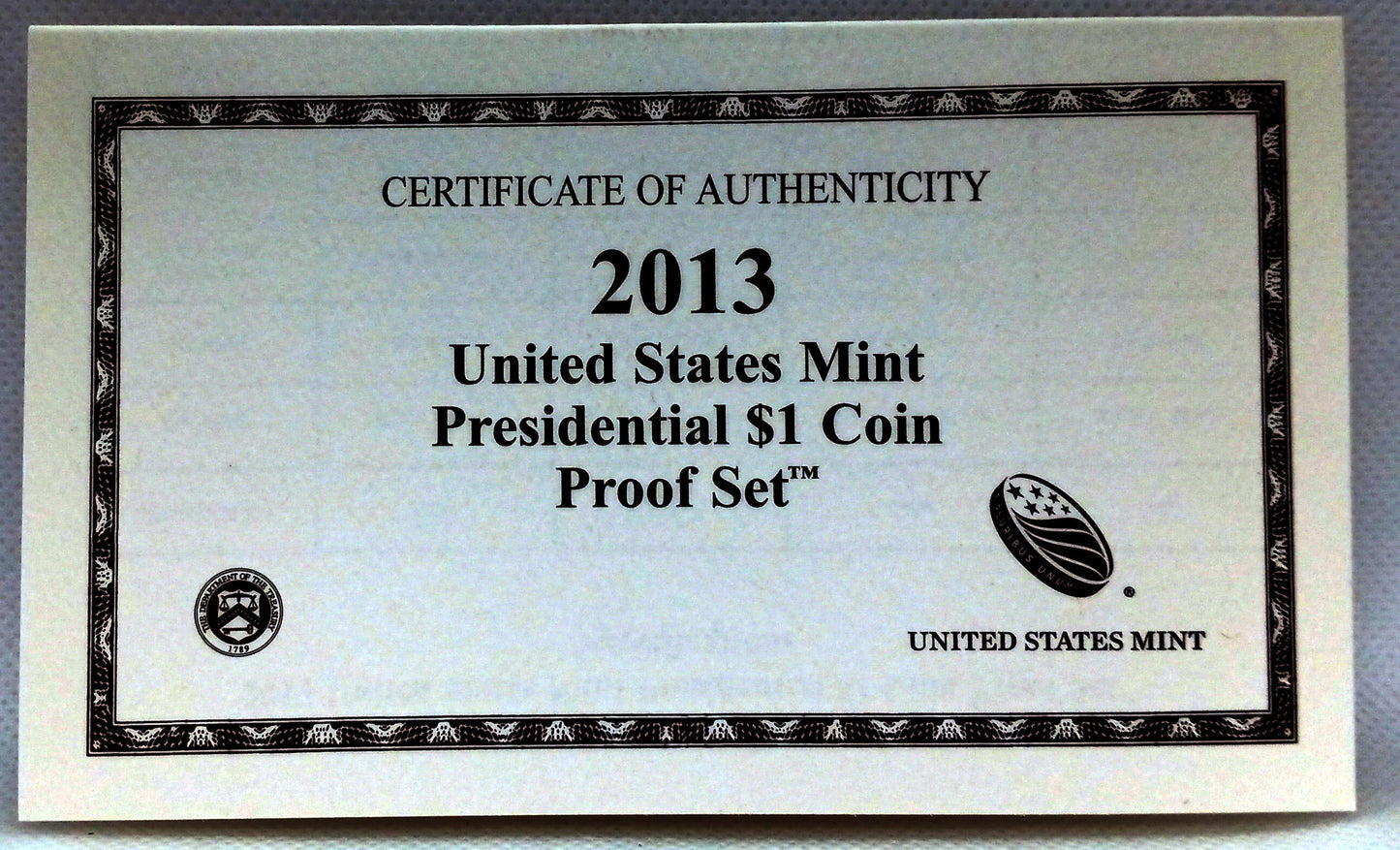 2013 United States Mint PRESIDENTIAL DOLLAR COIN PROOF SET With OGP & COA!