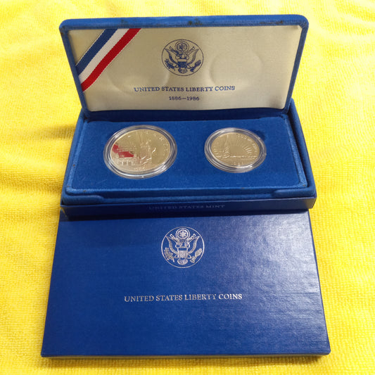 1986 Statue of Liberty Silver Dollar and Clad Half Dollar Set